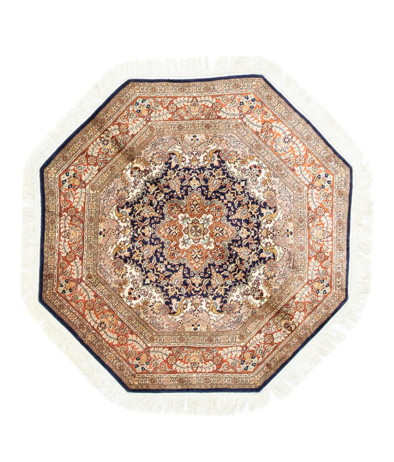 Sidenmatta - Kashmir Silk särskild form  - 127 x 125 cm - blå