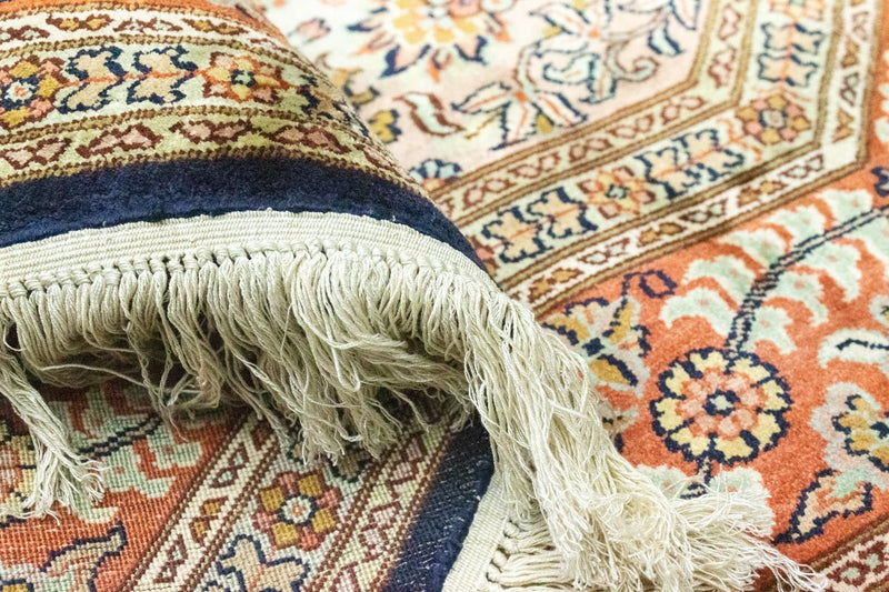 Sidenmatta - Kashmir Silk särskild form  - 127 x 125 cm - blå