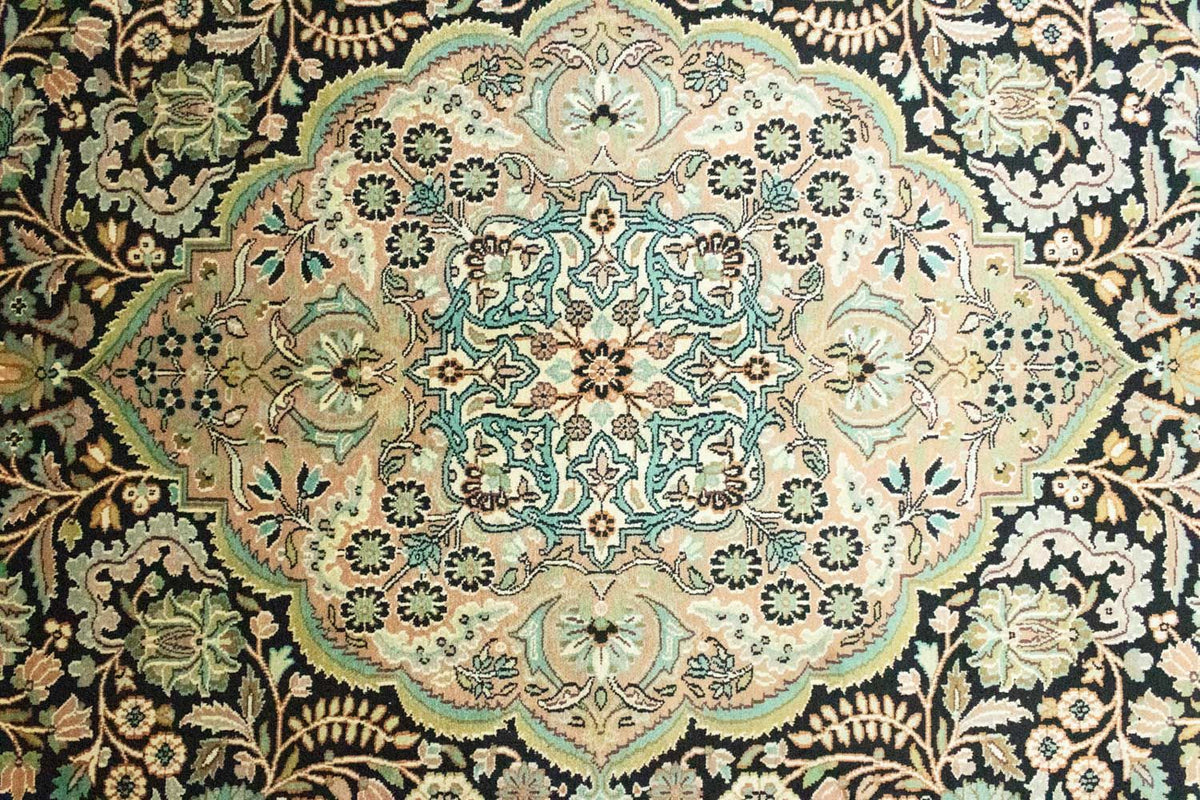 Sidenmatta - Kashmir Silk - 311 x 213 cm - blå