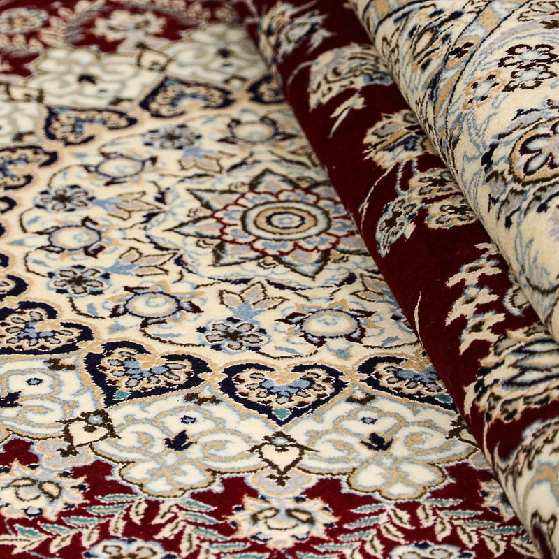 Persisk matta - Nain - Premium kvadrat  - 207 x 206 cm - mörkröd