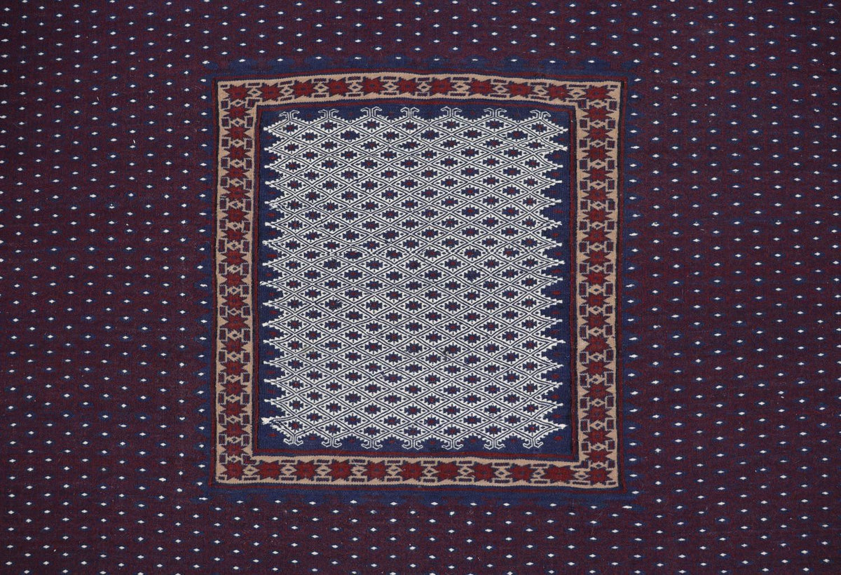 Kelim Carpet - orientalisk matta - 146 x 135 cm - blå