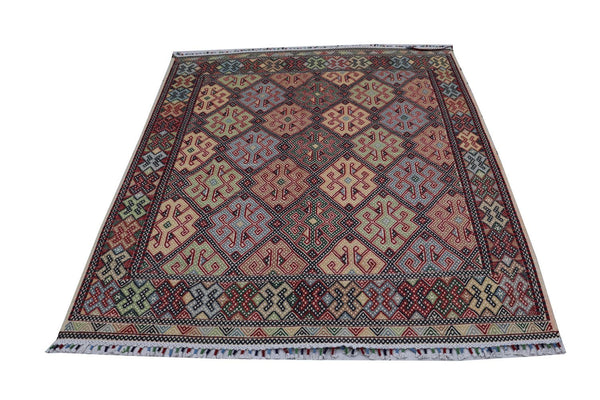 Kelim Carpet - orientalisk matta kvadrat  - 205 x 178 cm - blå