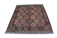 Kelim Carpet - orientalisk matta kvadrat  - 205 x 178 cm - blå
