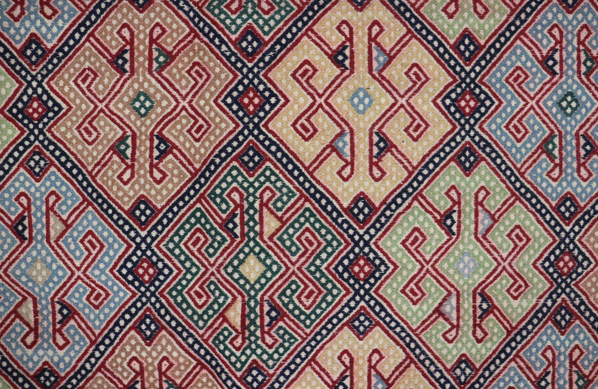 Kelim Carpet - orientalisk matta kvadrat  - 205 x 178 cm - blå