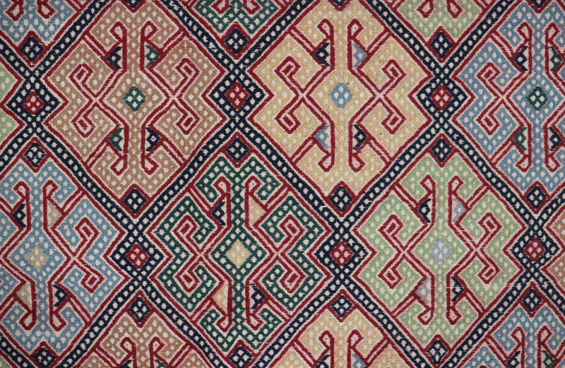Kelim Carpet - orientalisk matta kvadrat  - 205 x 178 cm - blå