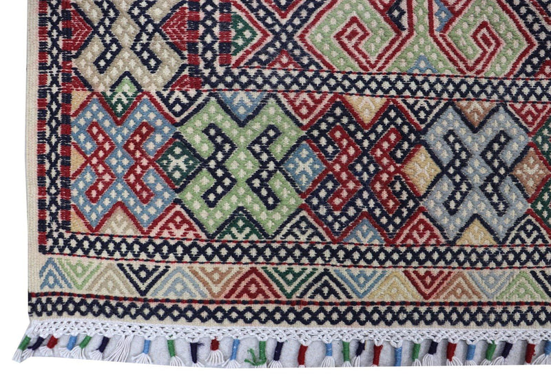 Kelim Carpet - orientalisk matta kvadrat  - 205 x 178 cm - blå