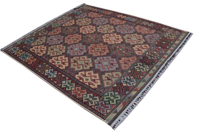 Kelim Carpet - orientalisk matta kvadrat  - 205 x 178 cm - blå