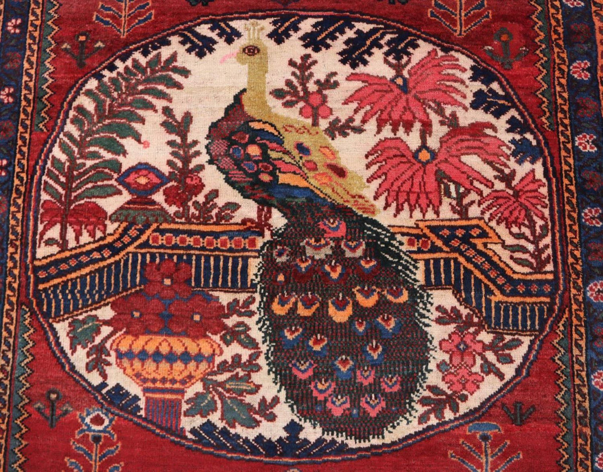Afghansk matta - 145 x 117 cm - mörkröd