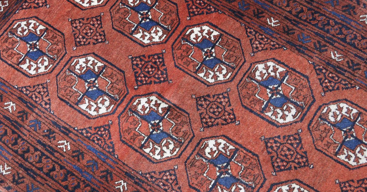 Afghansk matta - 155 x 103 cm - mörkröd