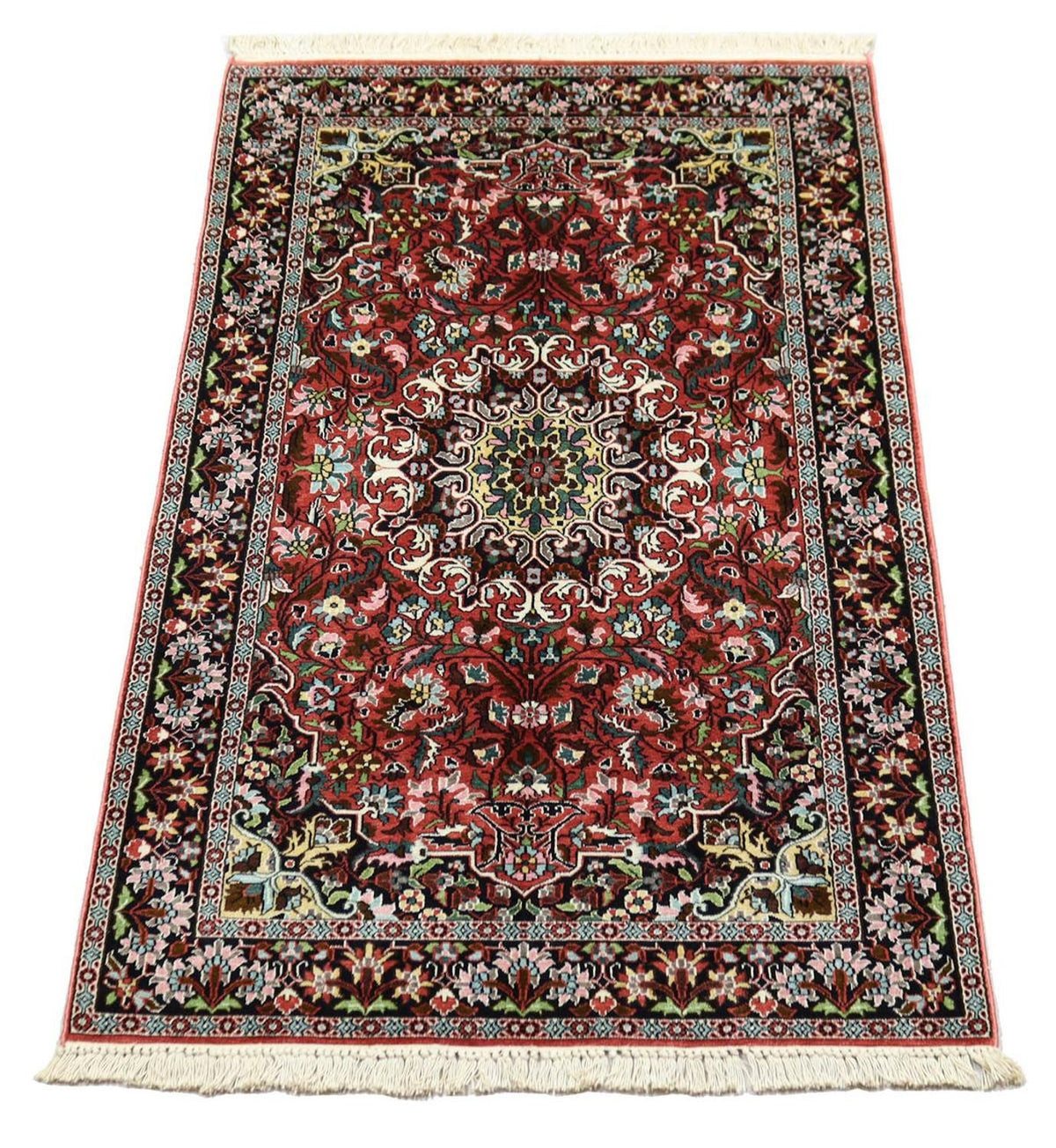 Sidenmatta - Kashmir Silk - 152 x 91 cm - mörkröd