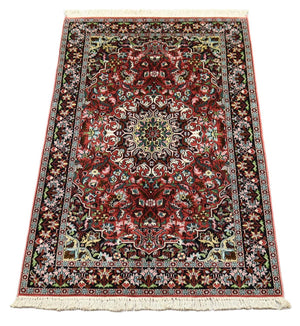 Sidenmatta - Kashmir Silk - 152 x 91 cm - mörkröd