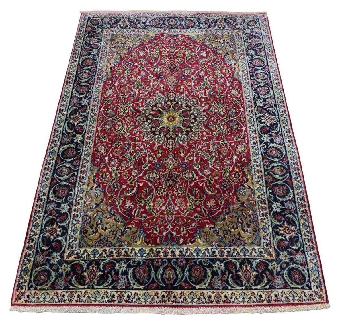 Persisk matta - Isfahan - Premium - 170 x 110 cm - mörkröd