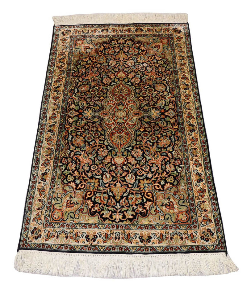 Sidenmatta - Kashmir Silk - 124 x 77 cm - mörkblå