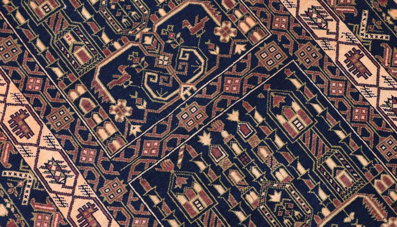 Afghansk matta - 142 x 96 cm - mörkblå