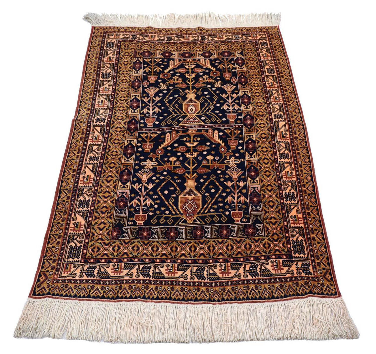 Afghansk matta - 140 x 102 cm - svart
