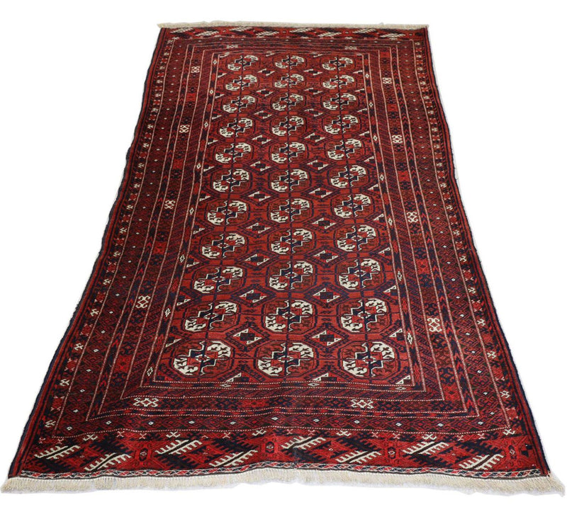 Runner Afghansk matta - 229 x 123 cm - mörkröd