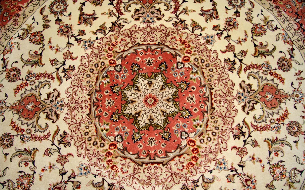 Persisk matta - Tabriz - Royal runt  - 230 x 230 cm - beige