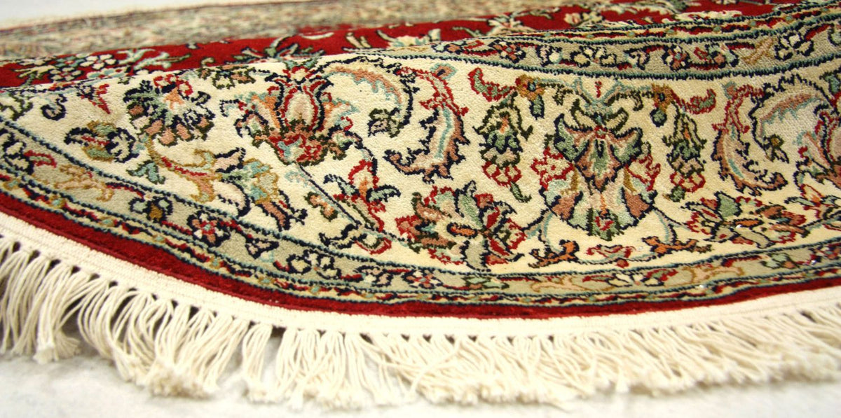 Sidenmatta - Kashmir Silk runt  - 183 x 183 cm - röd