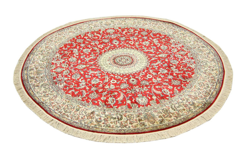 Sidenmatta - Kashmir Silk runt  - 183 x 183 cm - röd