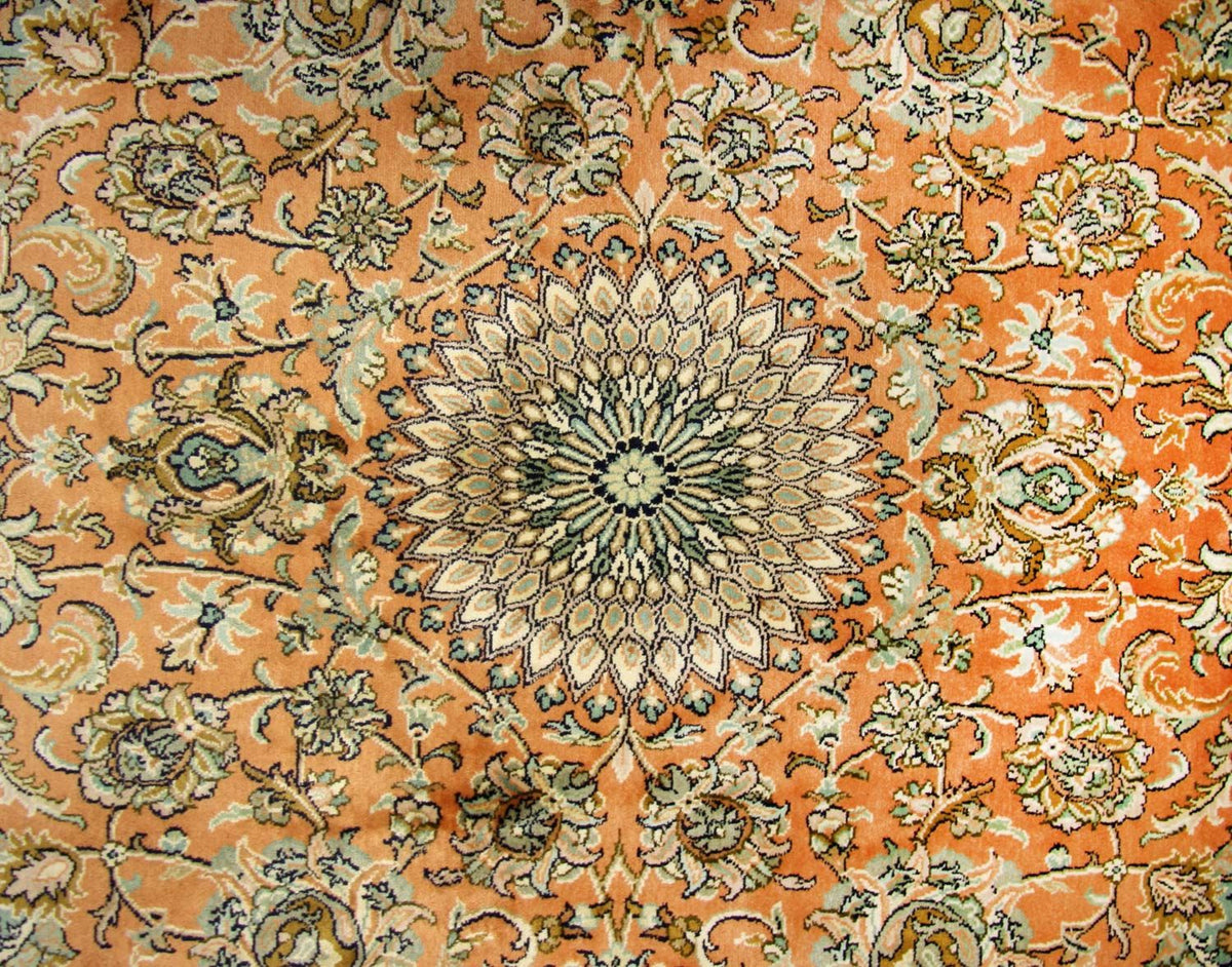 Sidenmatta - Kashmir Silk kvadrat  - 216 x 211 cm - orange