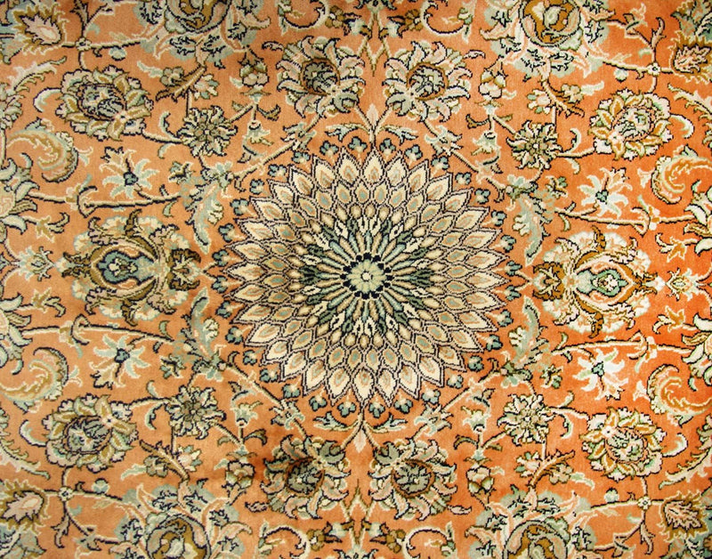 Sidenmatta - Kashmir Silk kvadrat  - 216 x 211 cm - orange