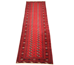 Runner Afghansk matta - Bukhara - 352 x 96 cm - röd