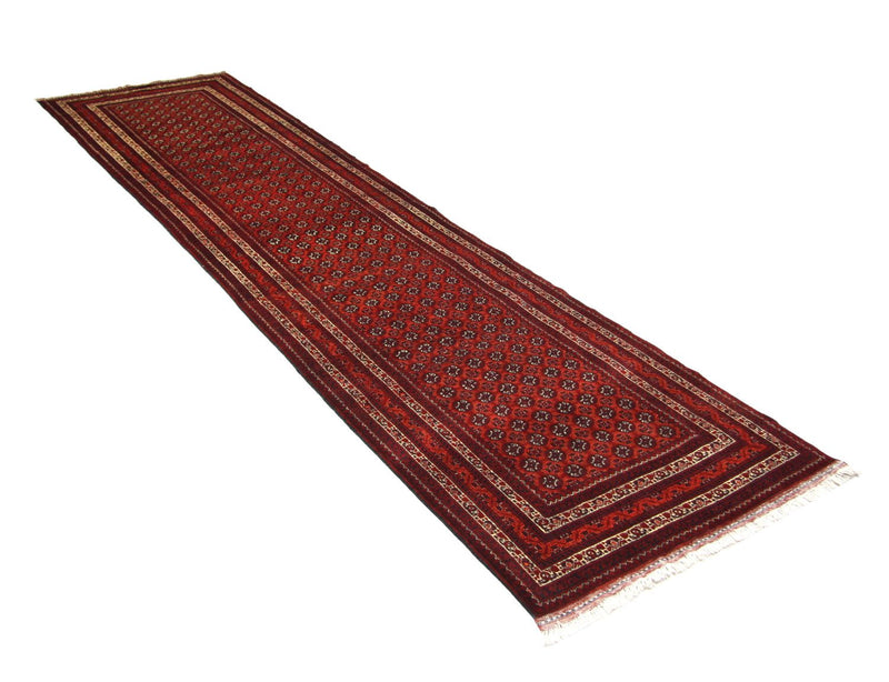 Runner Afghansk matta - Bukhara - 339 x 84 cm - röd