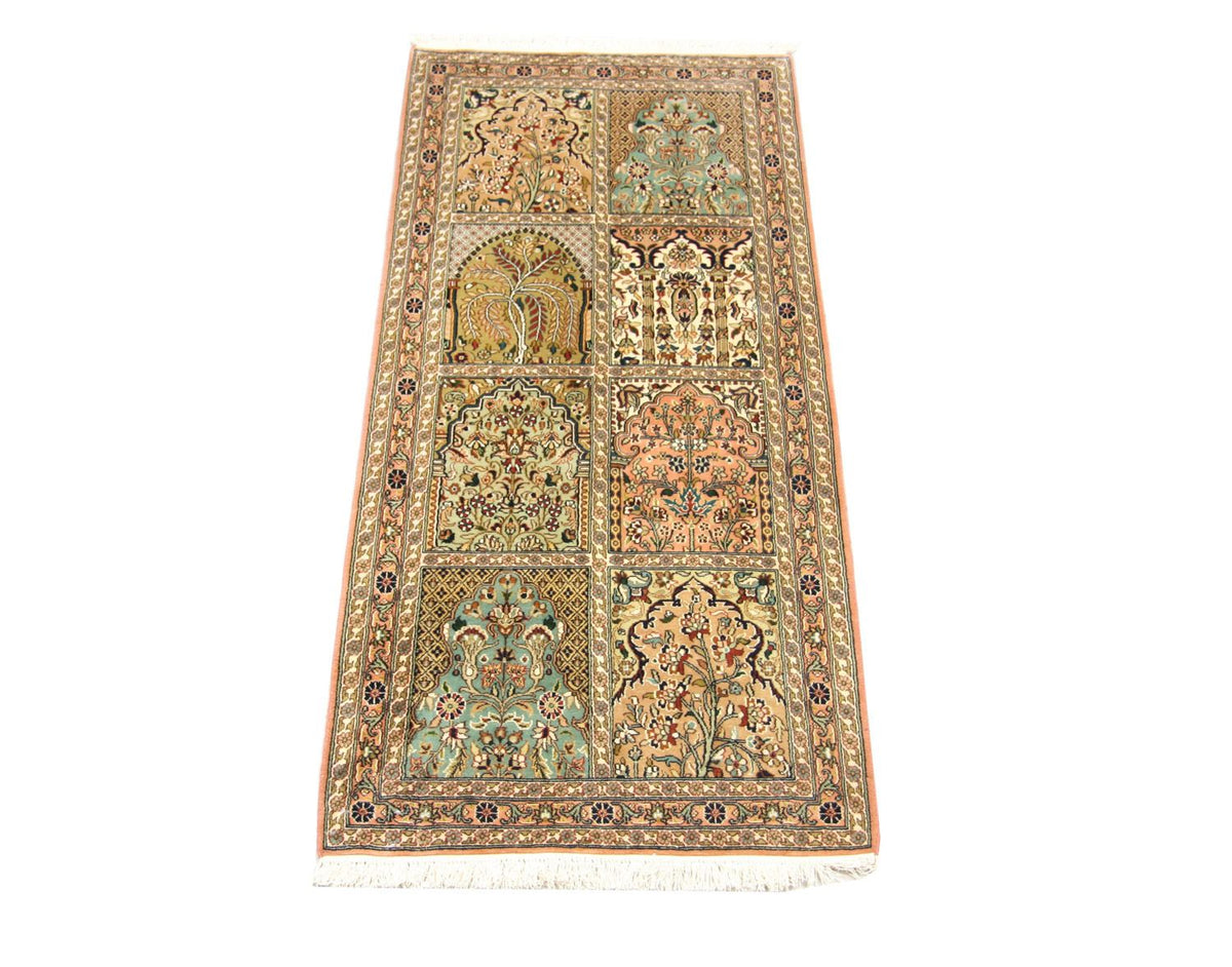 Runner Sidenmatta - Kashmir Silk - 183 x 77 cm - brun