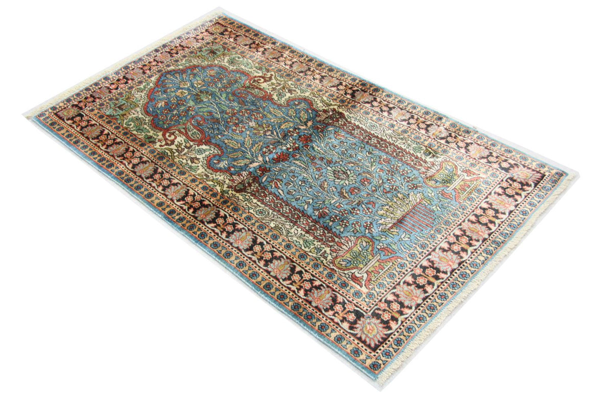 Sidenmatta - Kashmir Silk - 156 x 90 cm - blå