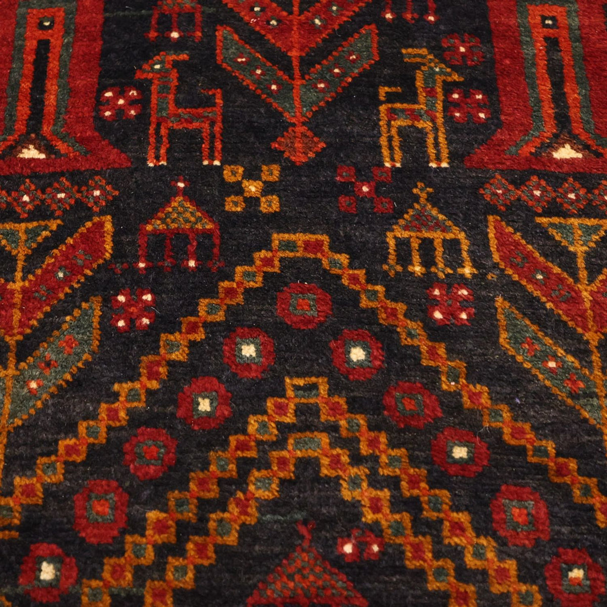 Runner Baluch-matta - 293 x 108 cm - mörkröd