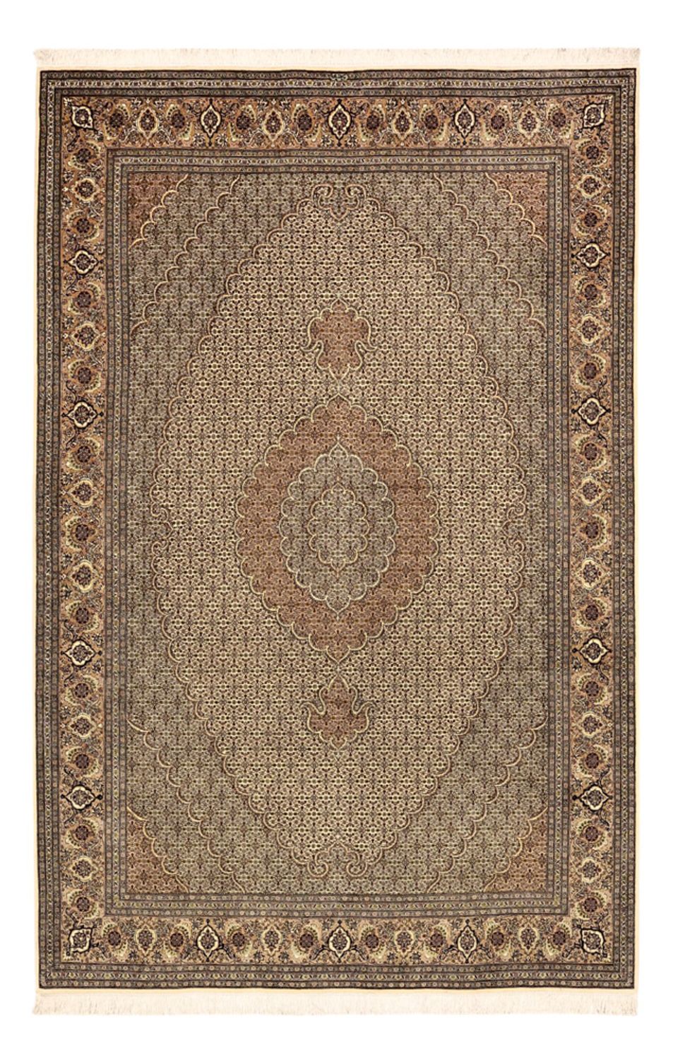 Persisk matta - Tabriz - Royal - Kungliga - 302 x 200 cm - mörk beige