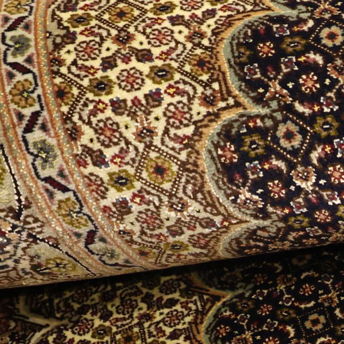 Persisk matta - Tabriz - Royal - Halsband i siden - 160 x 98 cm - mörk beige