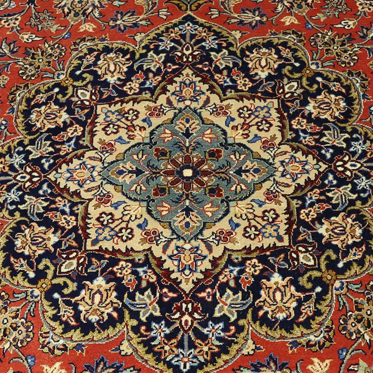 Persisk matta - Ghom - Kunglig - Halsband i siden - 220 x 141 cm - röd