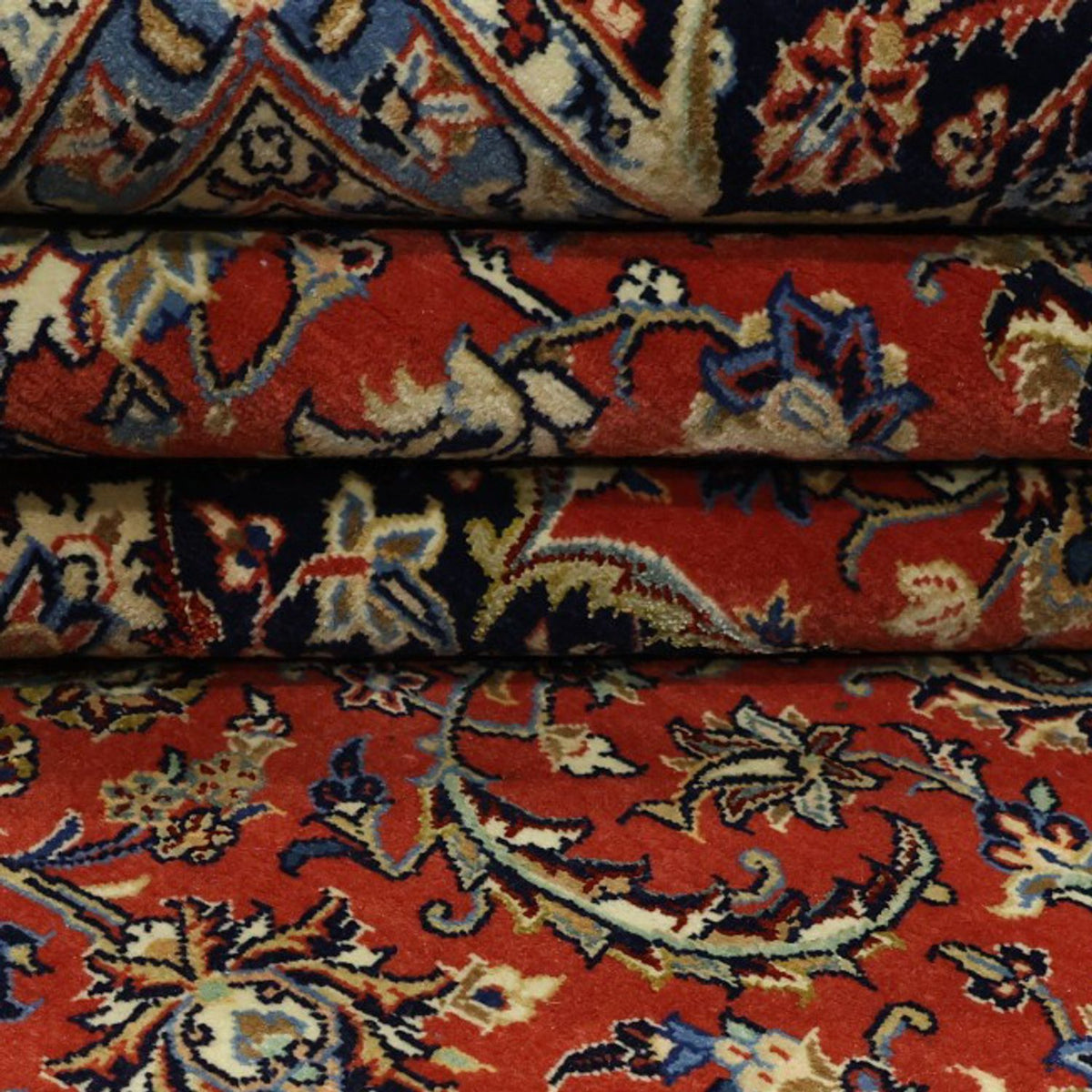 Persisk matta - Ghom - Kunglig - Halsband i siden - 220 x 141 cm - röd