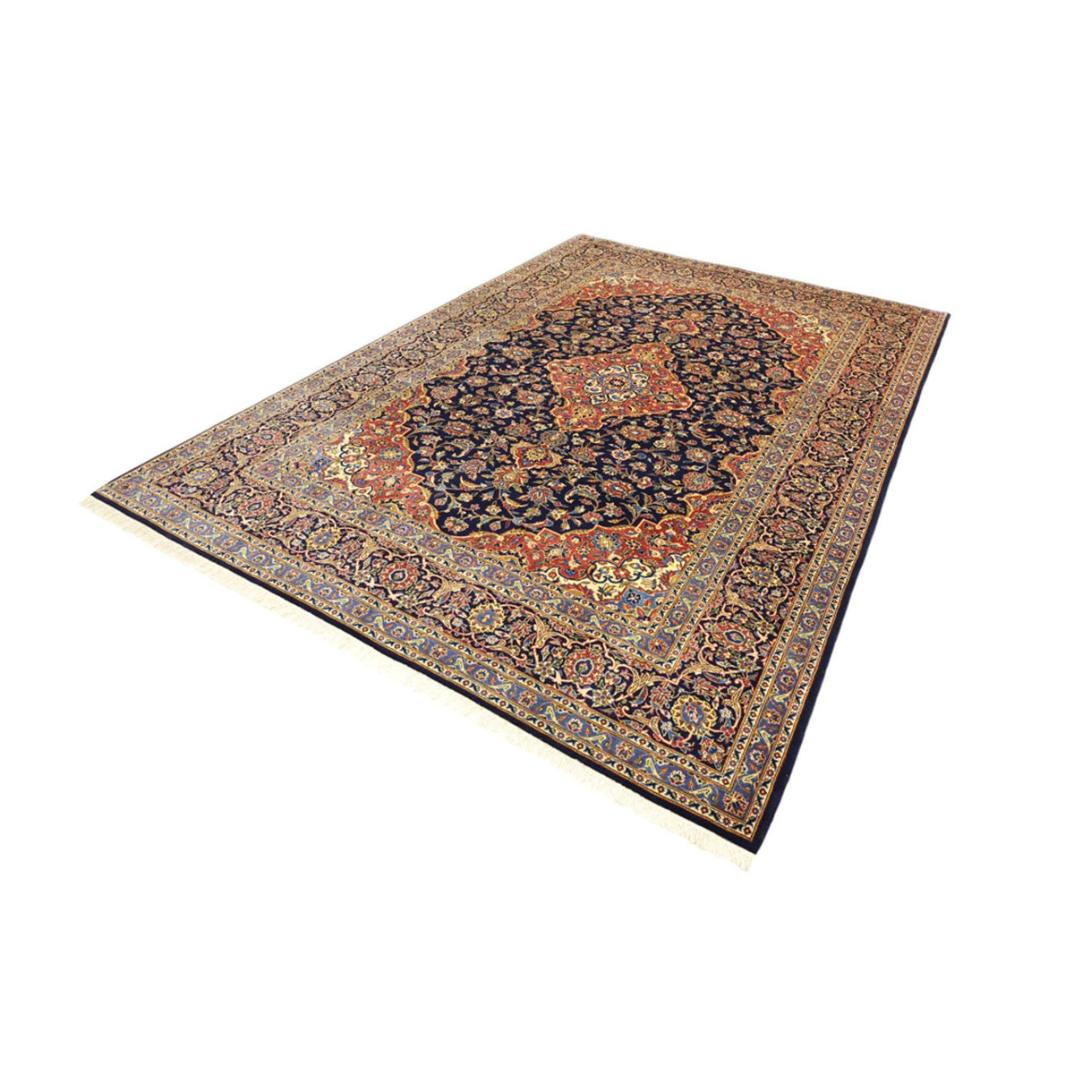 Persiska mattor - Keshan - 321 x 221 cm - mörkblå