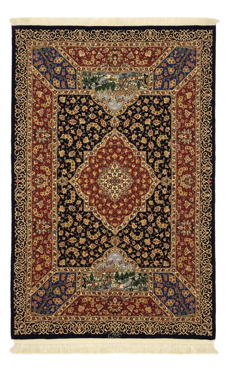 Persisk matta - Ghom - 154 x 100 cm - mörk beige