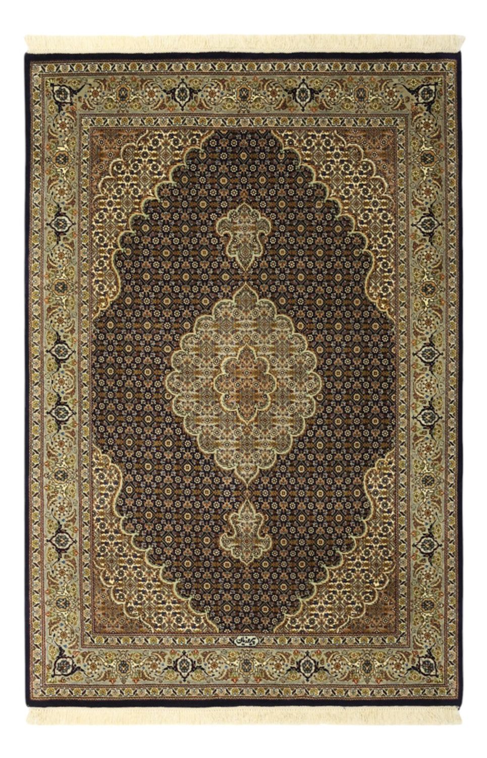 Persisk matta - Tabriz - Royal - Halsband i siden - 149 x 100 cm - mörk beige