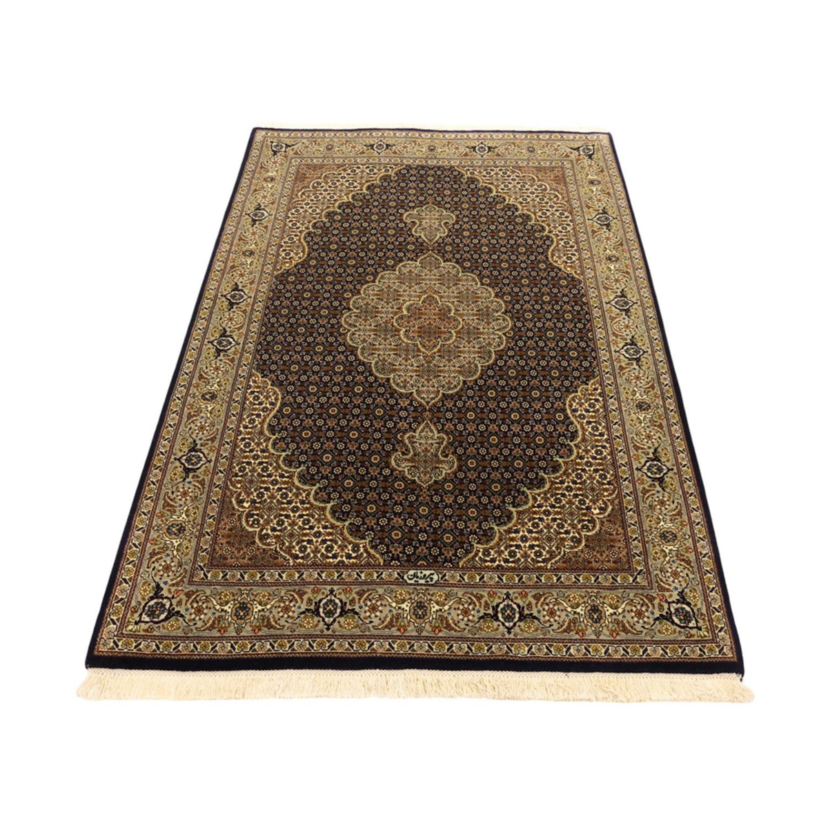 Persisk matta - Tabriz - Royal - Halsband i siden - 149 x 100 cm - mörk beige