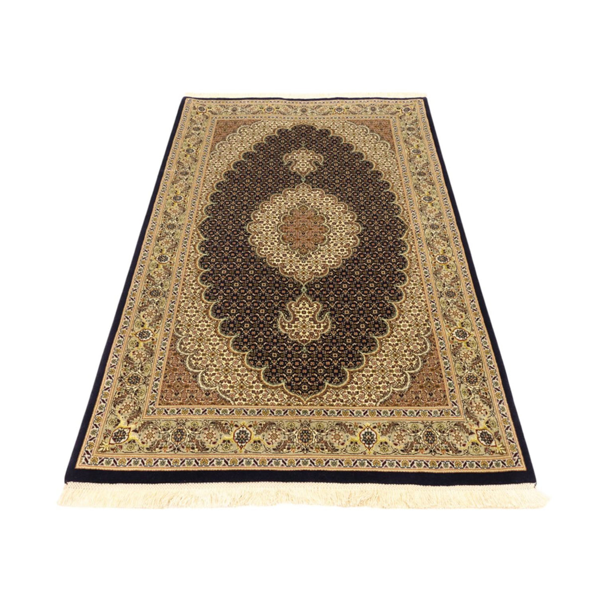 Persisk matta - Tabriz - Royal - Halsband i siden - 159 x 98 cm - mörk beige