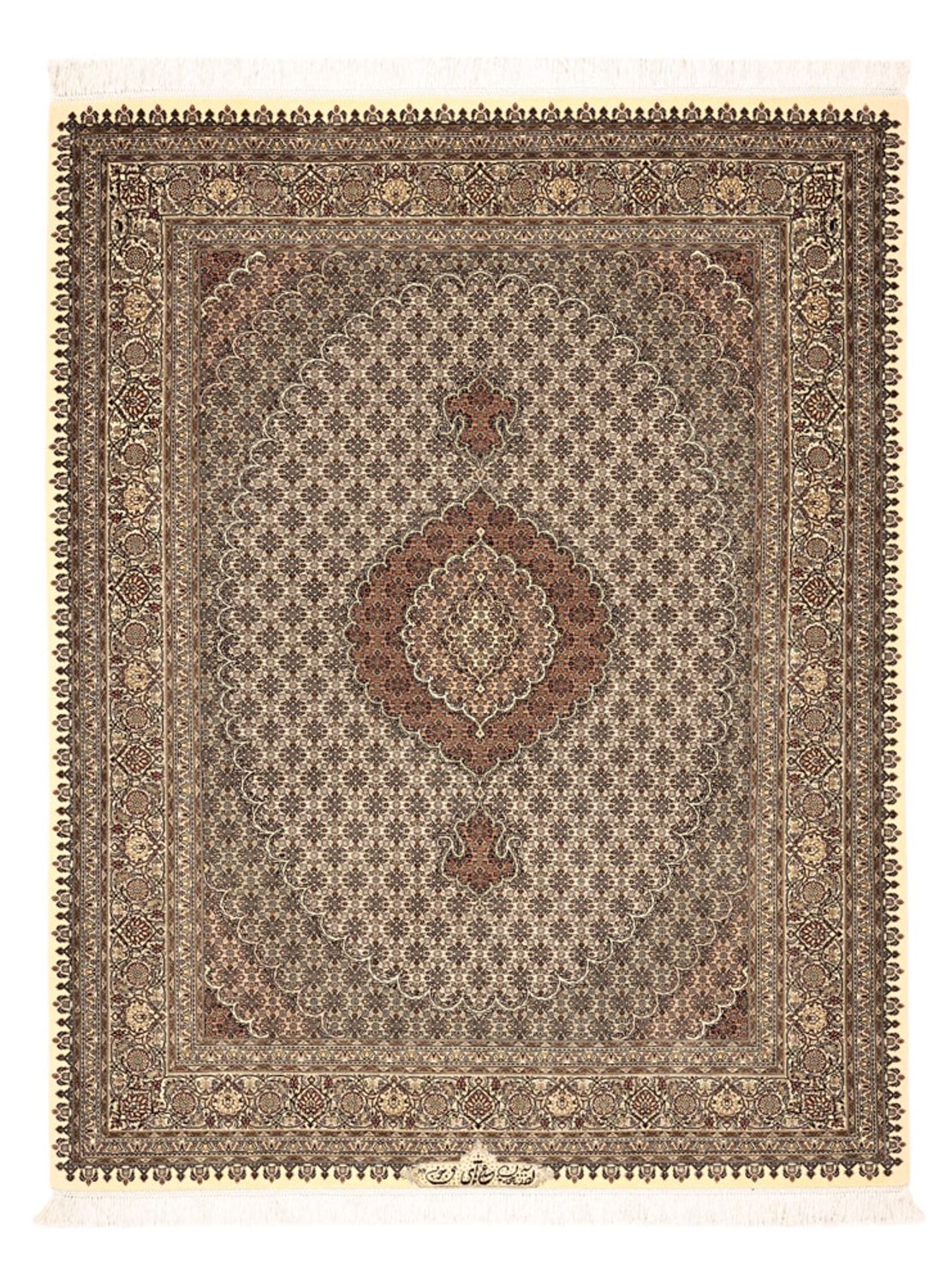 Persisk matta - Tabriz - Royal - Kungliga - 197 x 154 cm - mörk beige