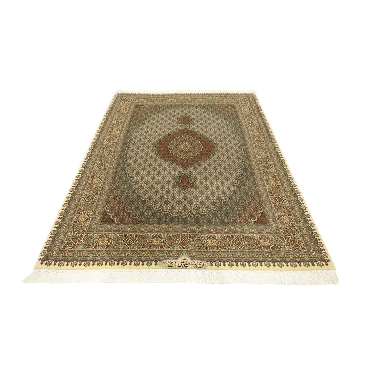 Persisk matta - Tabriz - Royal - Kungliga - 197 x 154 cm - mörk beige