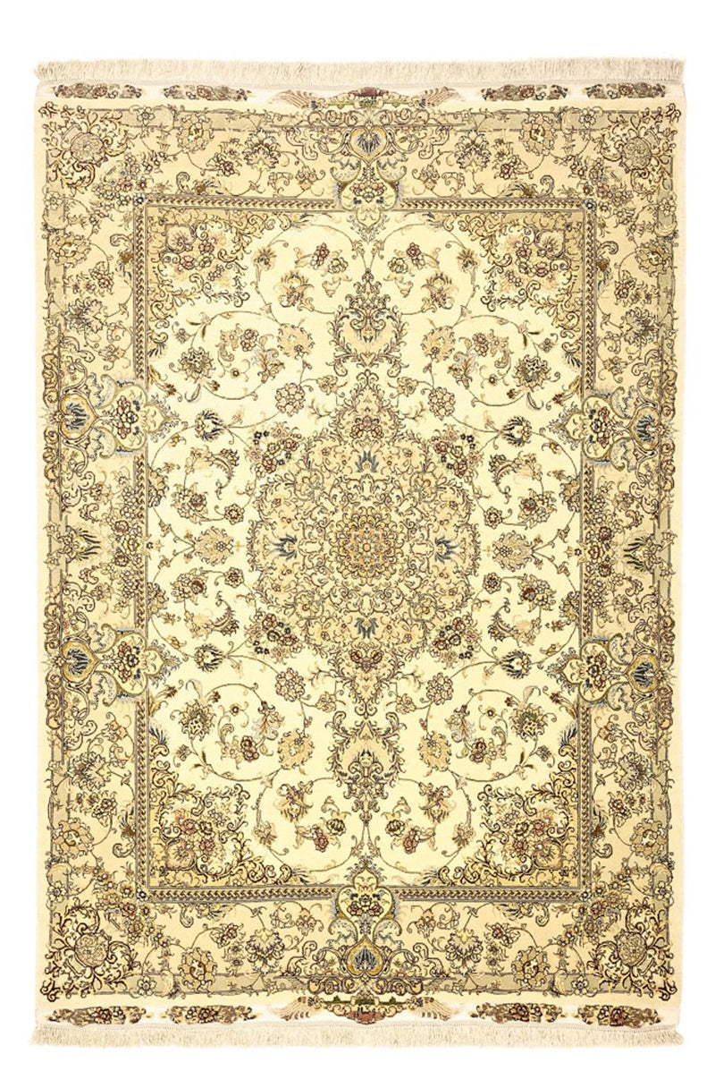 Persisk matta - Tabriz - Premium - Halsband i siden - 206 x 145 cm - beige