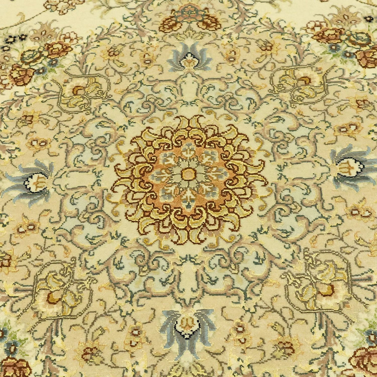 Persisk matta - Tabriz - Premium - Halsband i siden - 206 x 145 cm - beige