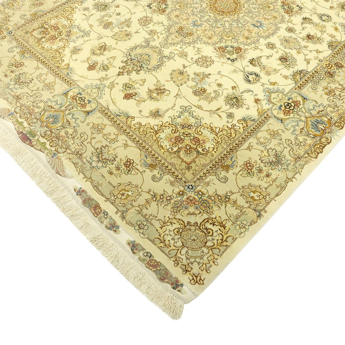Persisk matta - Tabriz - Premium - Halsband i siden - 206 x 145 cm - beige