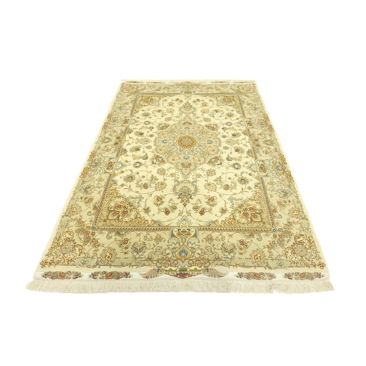 Persisk matta - Tabriz - Premium - Halsband i siden - 206 x 145 cm - beige