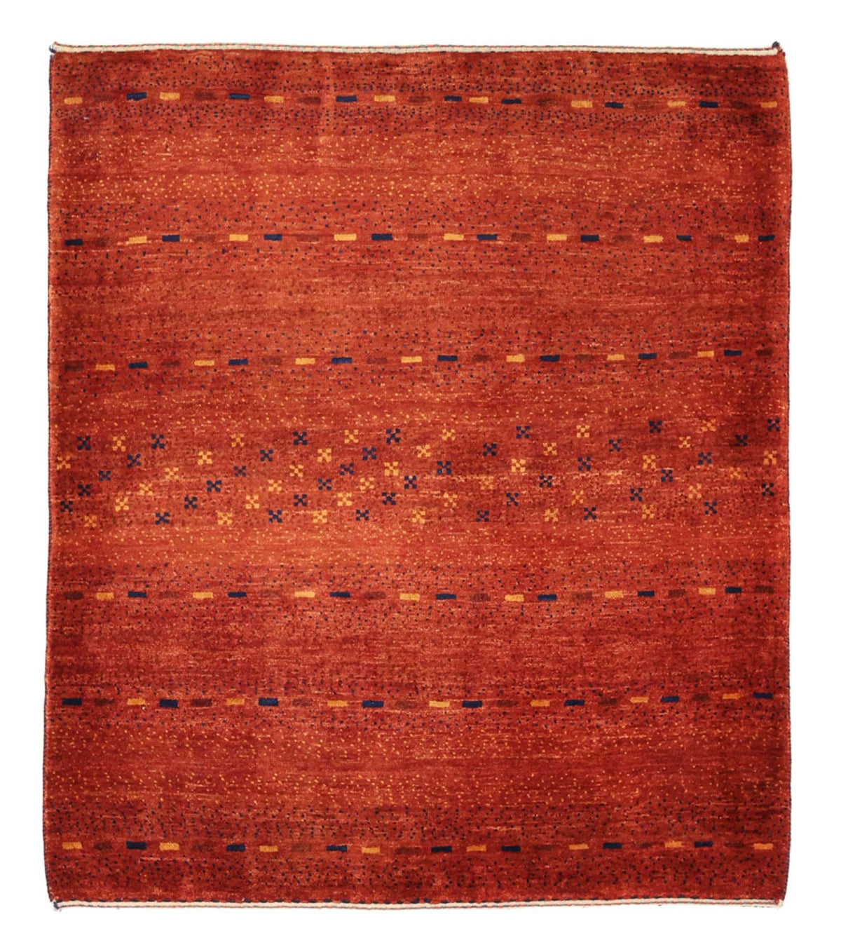 Gabbeh-matta - Kashkuli Persiska kvadrat  - 111 x 101 cm - mörkröd