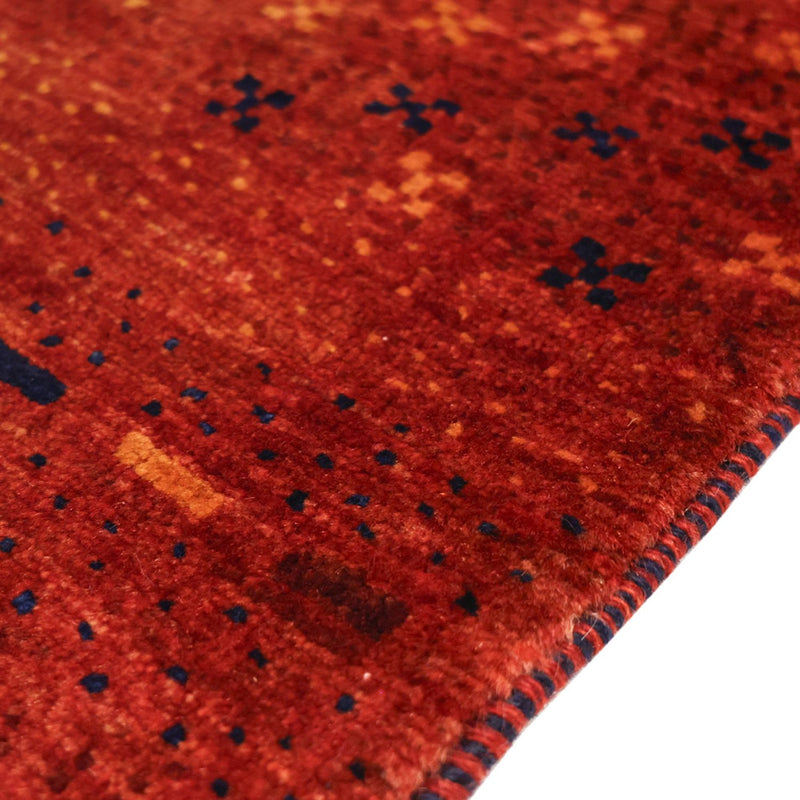 Gabbeh-matta - Kashkuli Persiska kvadrat  - 111 x 101 cm - mörkröd