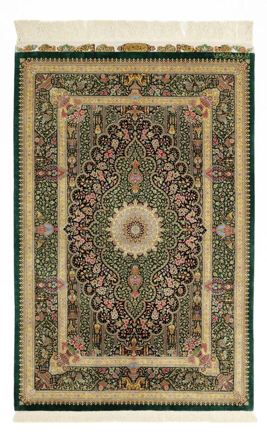 Persisk matta - Ghom - Kungliga - 156 x 99 cm - mörk beige