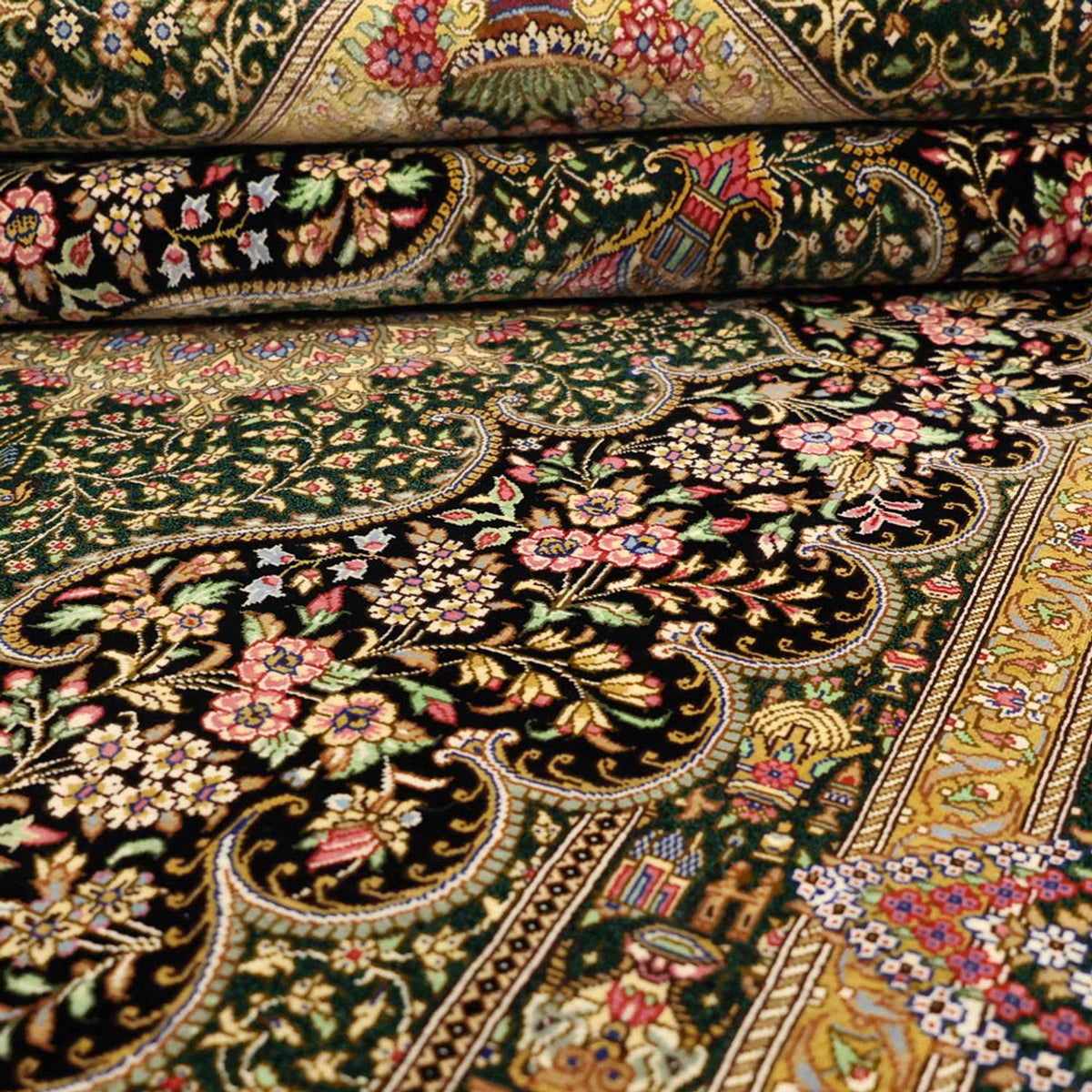 Persisk matta - Ghom - Kungliga - 156 x 99 cm - mörk beige