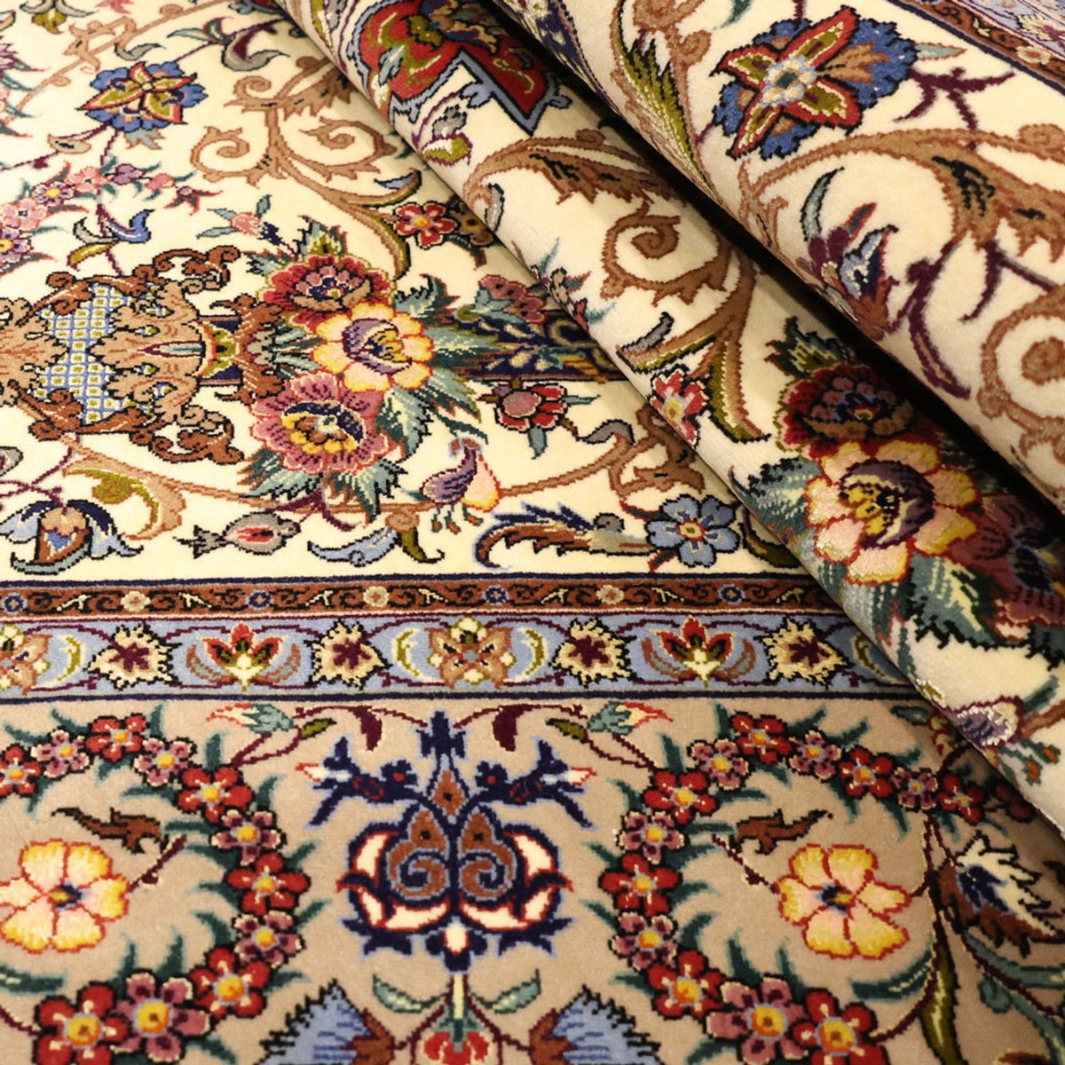 Persisk matta - Isfahan - Premium - Halsband i siden - 171 x 111 cm - beige